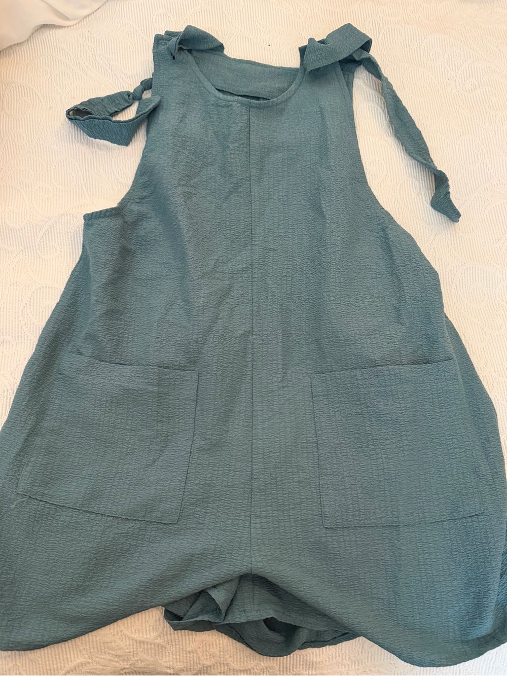 Kids Teal Tie-Shoulder One-Piece Romper